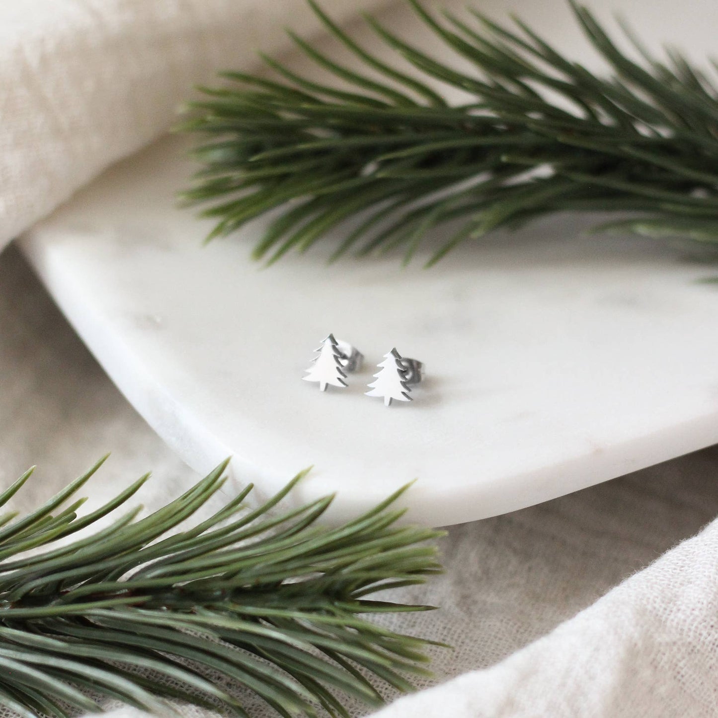 Mini Pine Tree Earrings | Gold or Silver