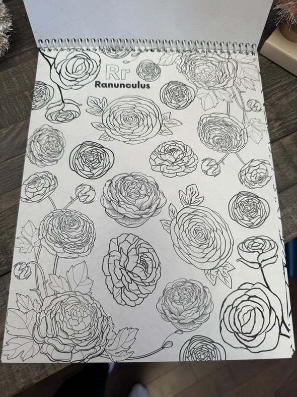 Alphabet in Flowers Colouring Book