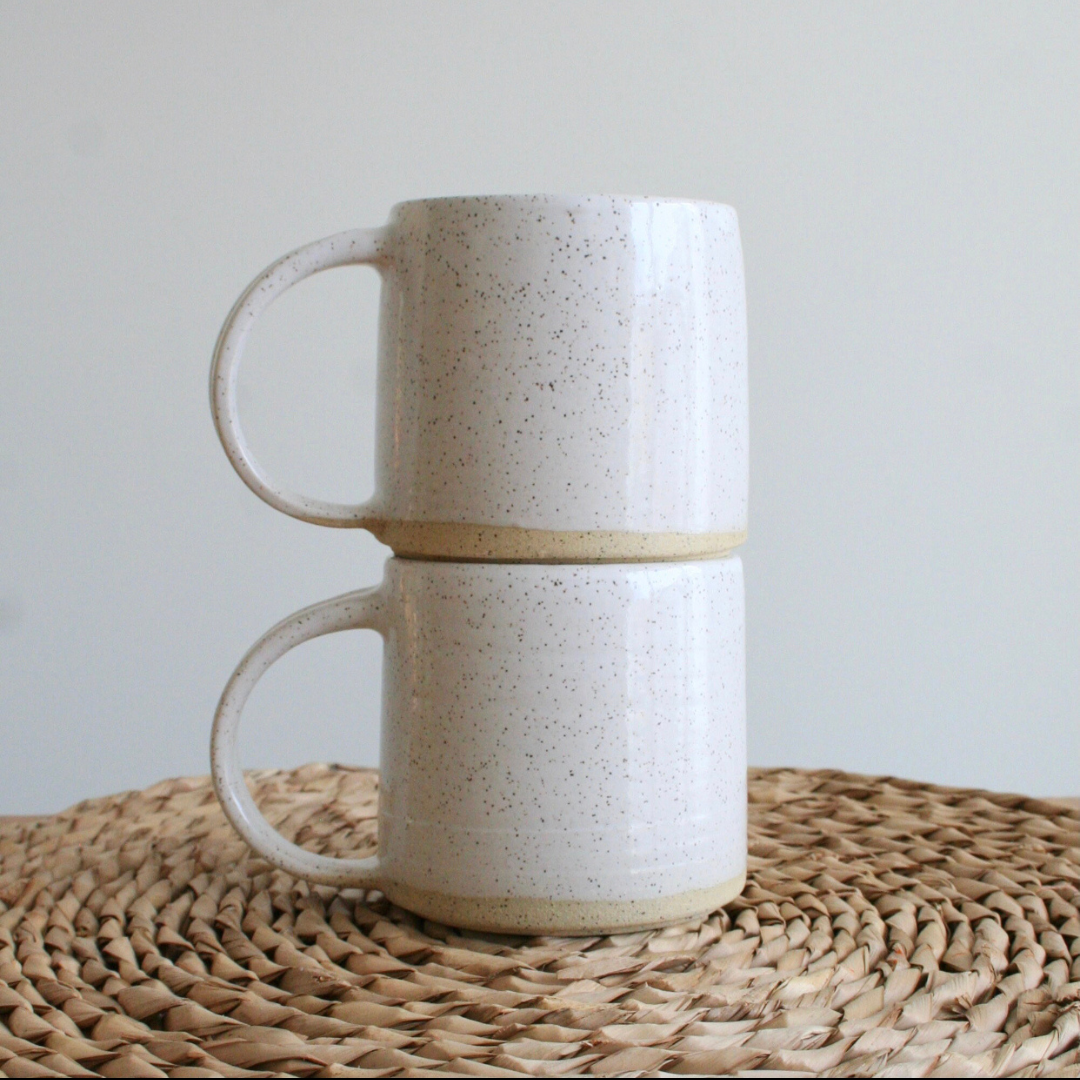 White Speckle Pottery Mug | 12 oz