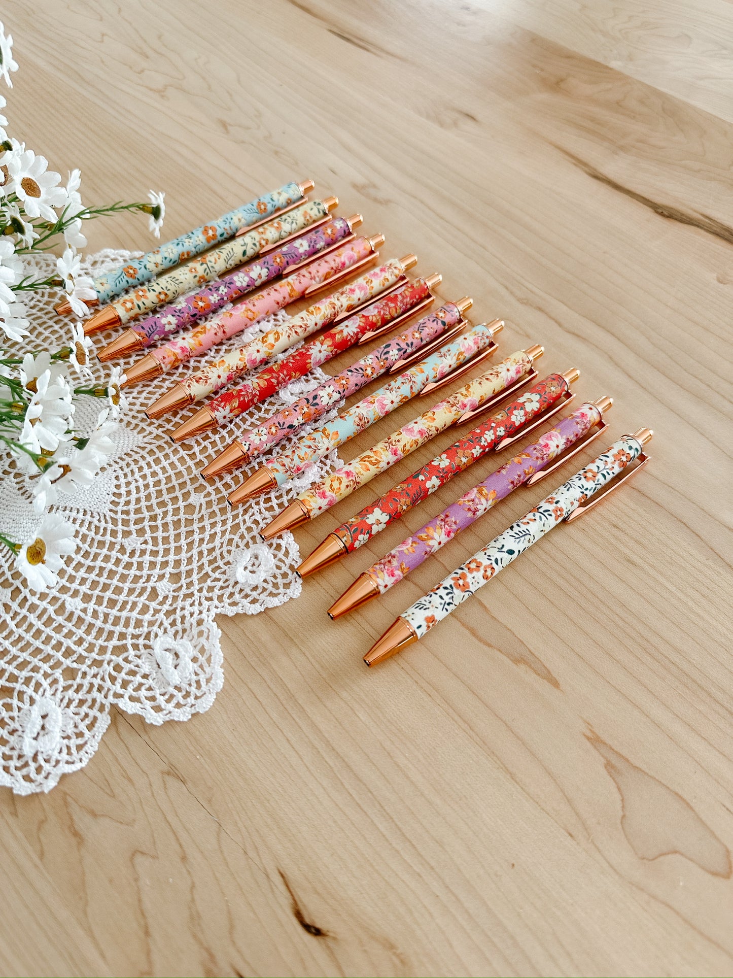 Rose Gold Floral Pens