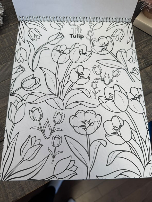 Alphabet in Flowers Colouring Book