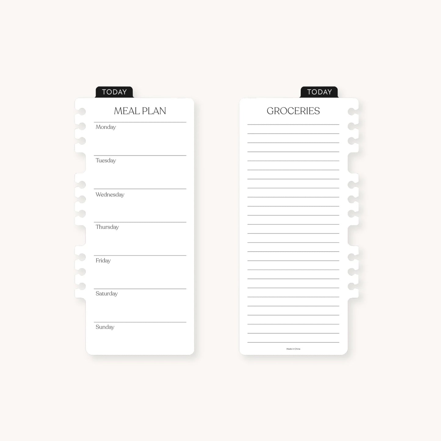 Dry Erase Meal Planner / Bookmark Insert