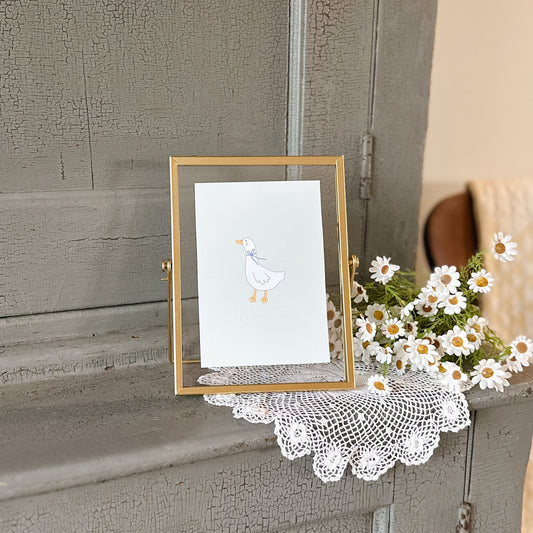 Gold Framed Print | Goose on Green