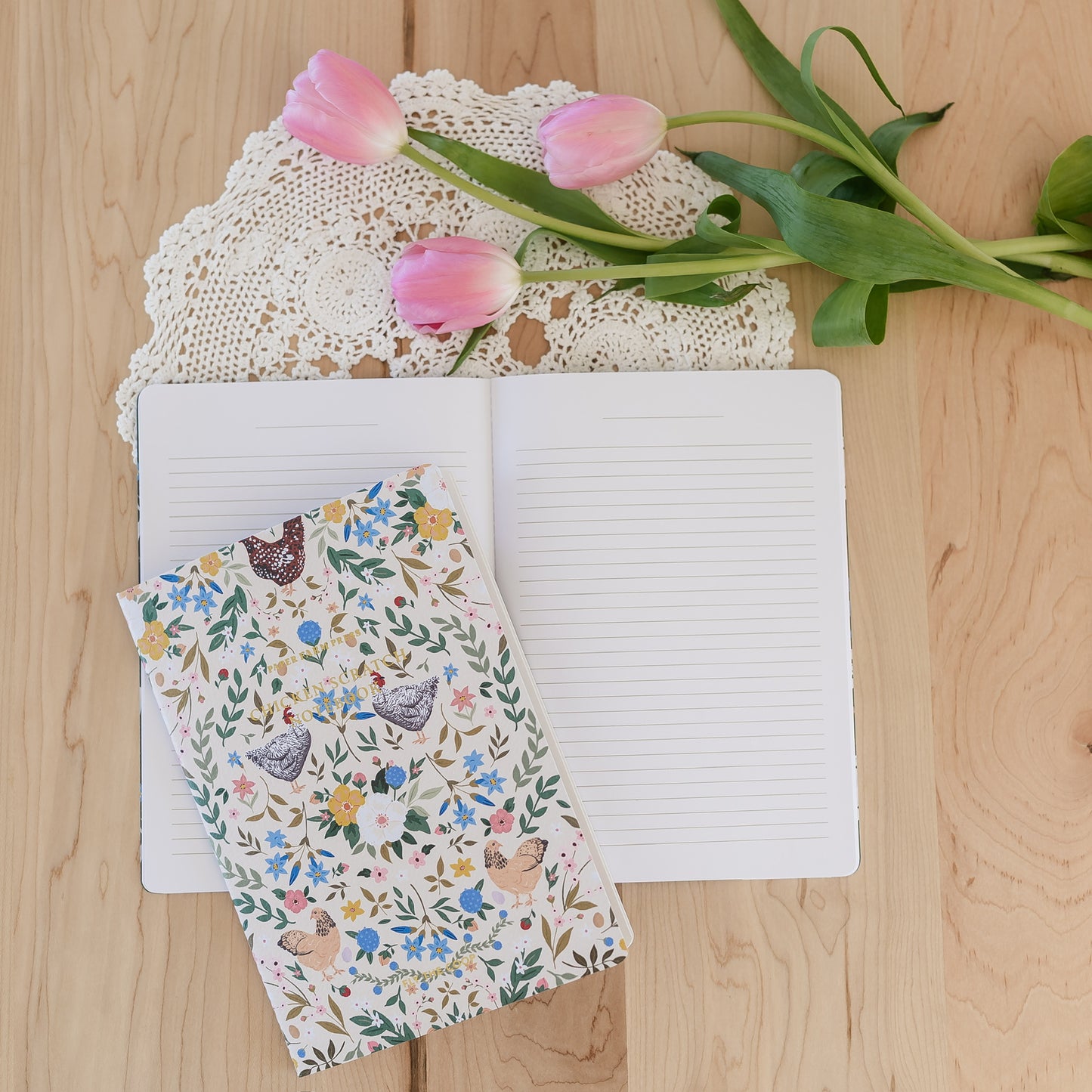 Chickens & Flowers Stitched Notebook