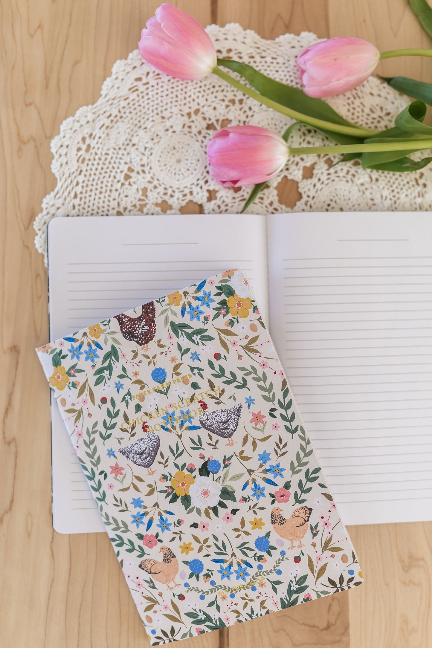 Chickens & Flowers Stitched Notebook