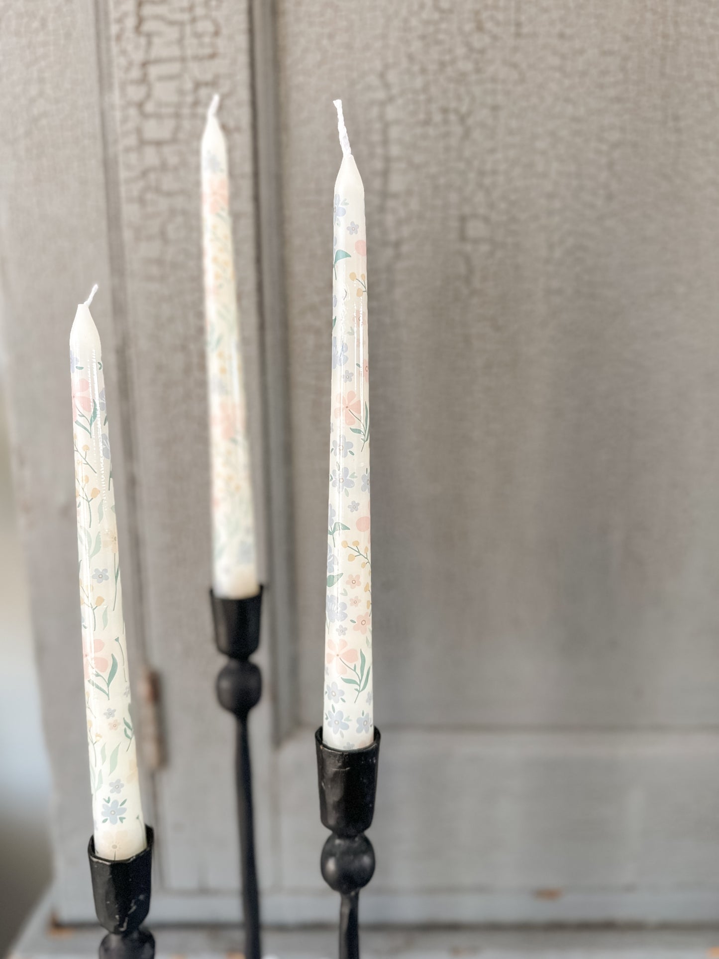 Ditsy Floral Taper Candles | Set of 3