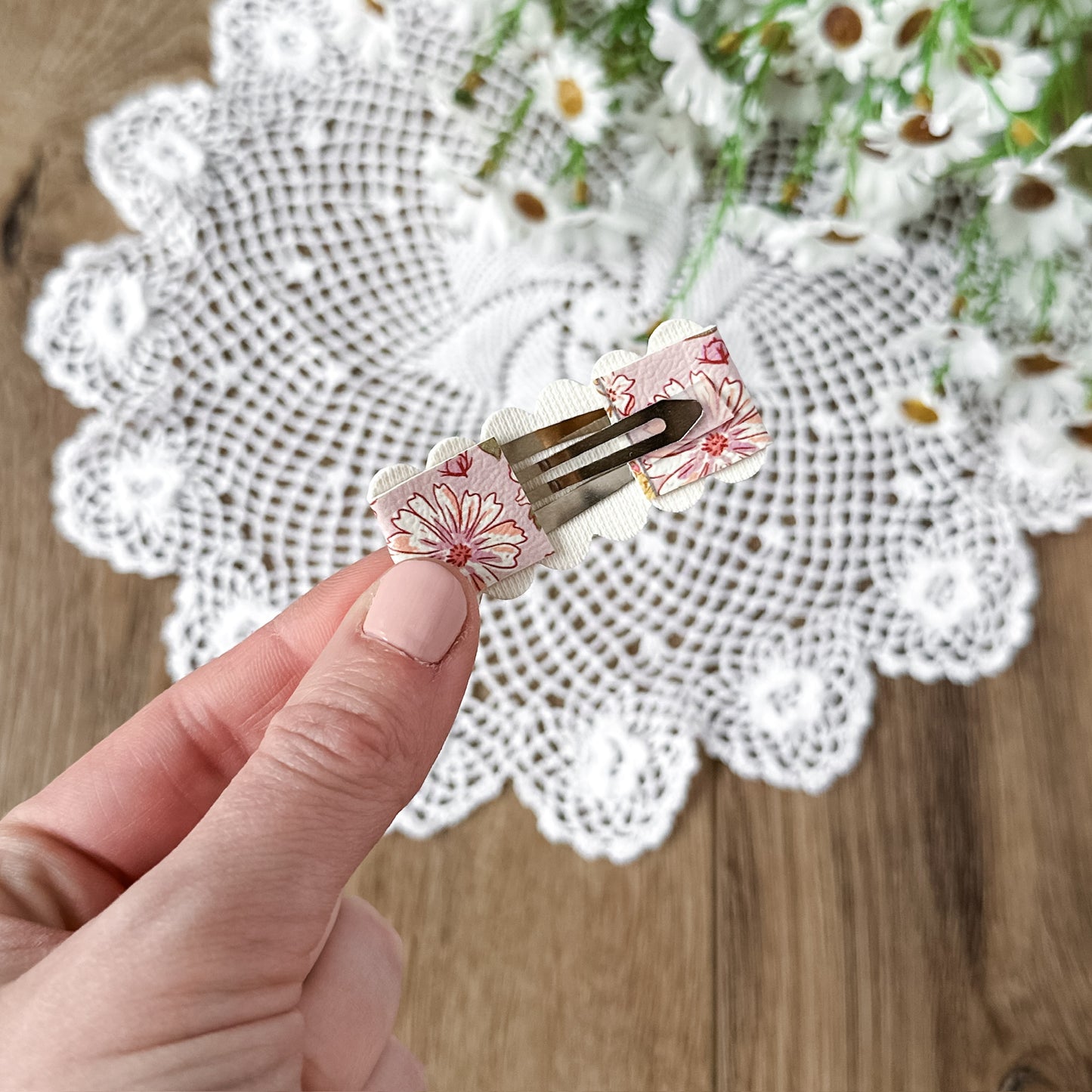 Leather Snap Clips | Spring Floral