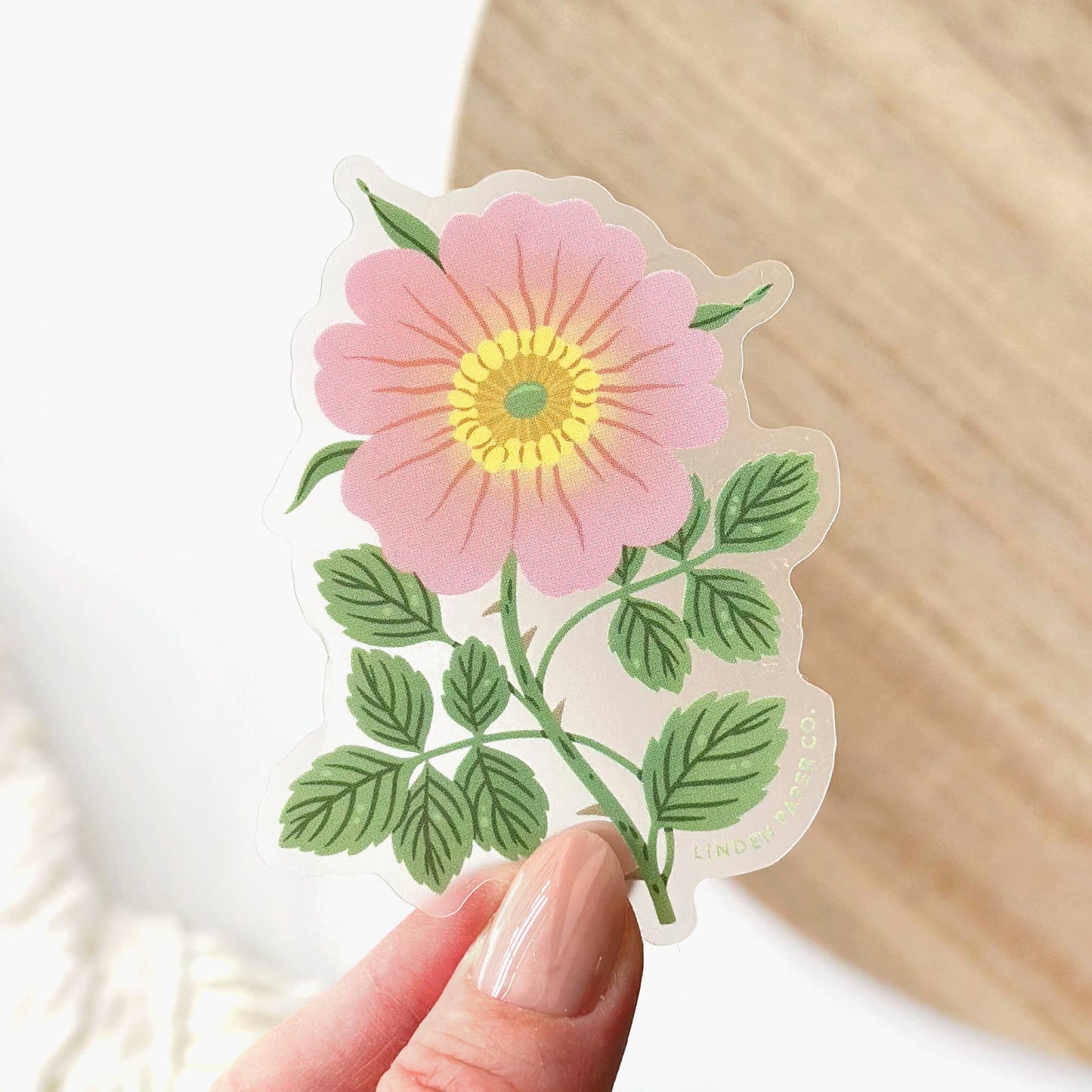 Pink Rose | Clear Vinyl Sticker