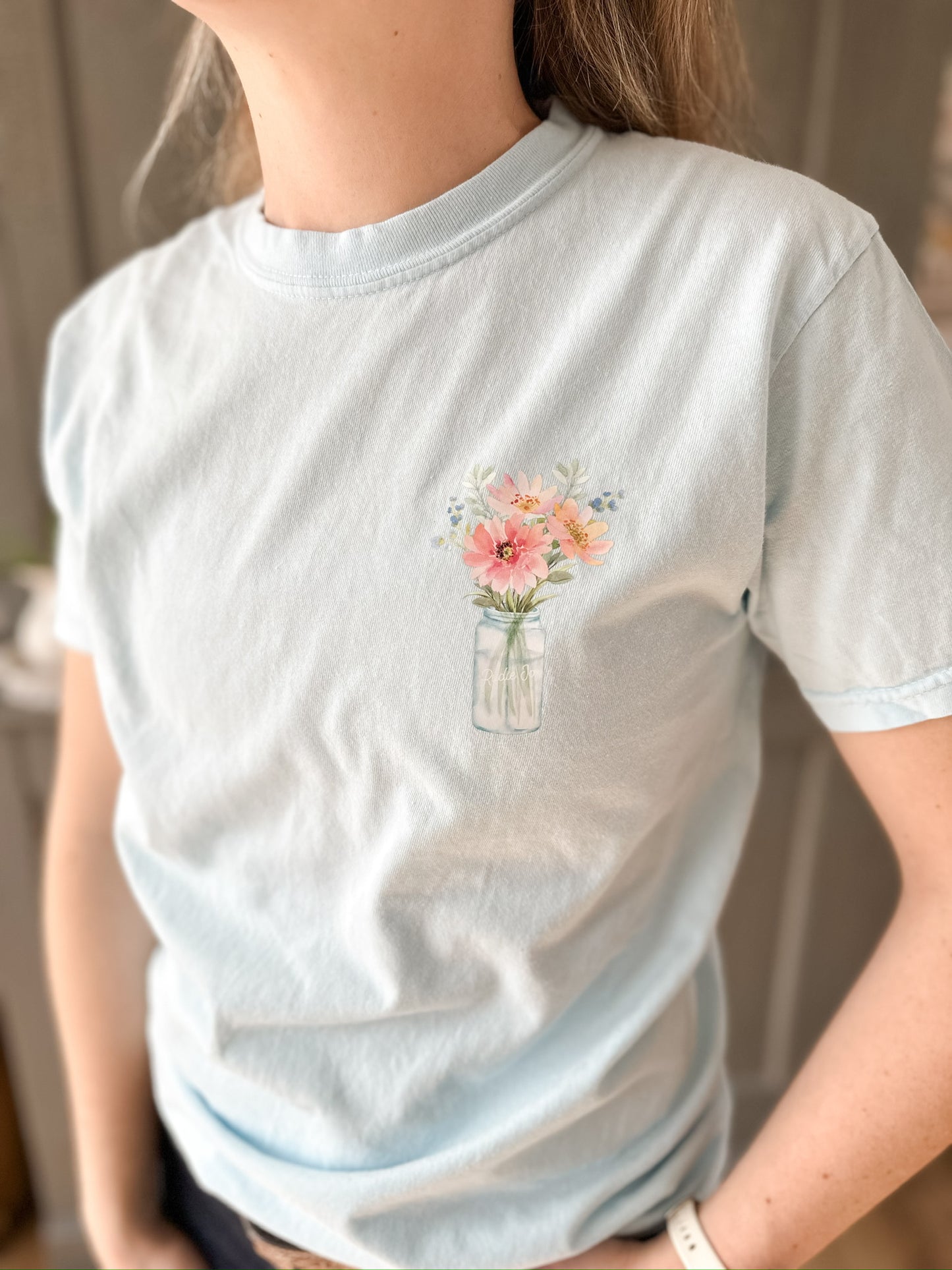 RJ Floral Mason Jar Tee | Blue Unisex | PREORDER