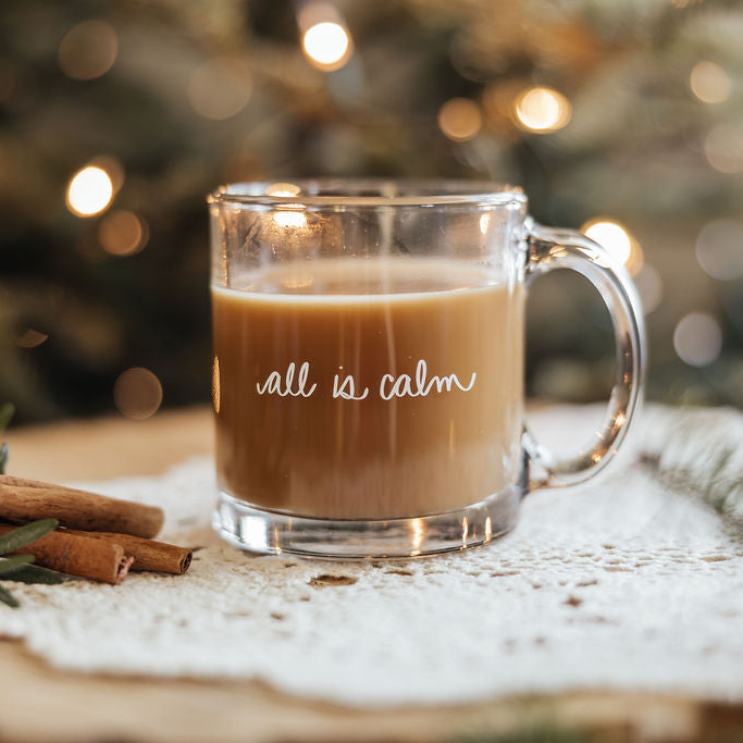 All is calm clear glass mug | 13 oz.