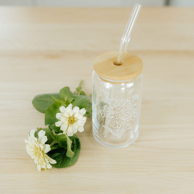 Vintage Floral Drinking Glass * Restocking soon!