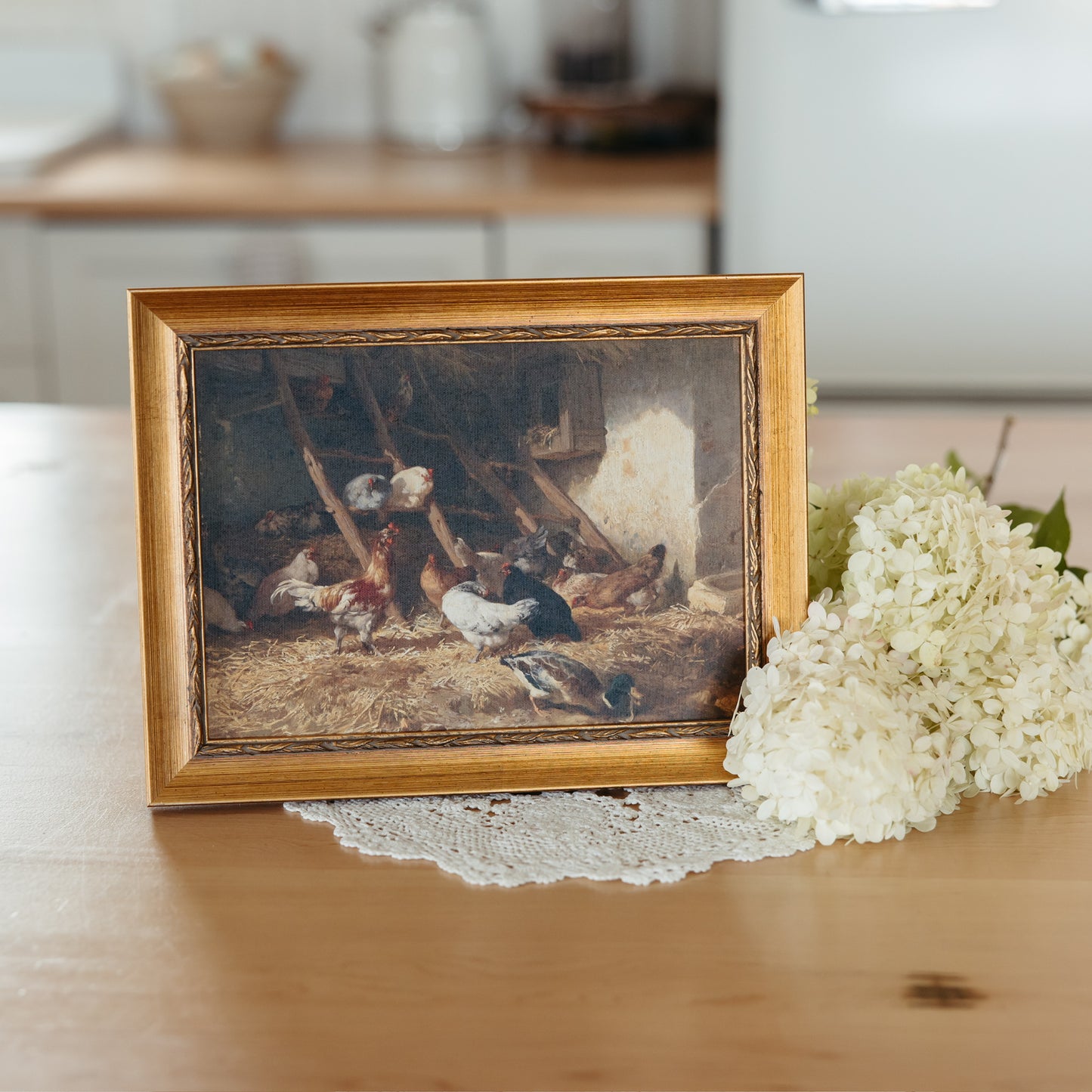 Gold Framed Chicken Print | 12x9