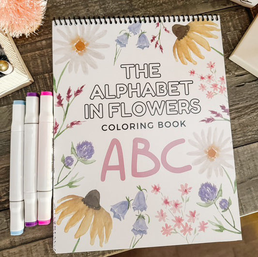 Alphabet in Flowers Colouring Book