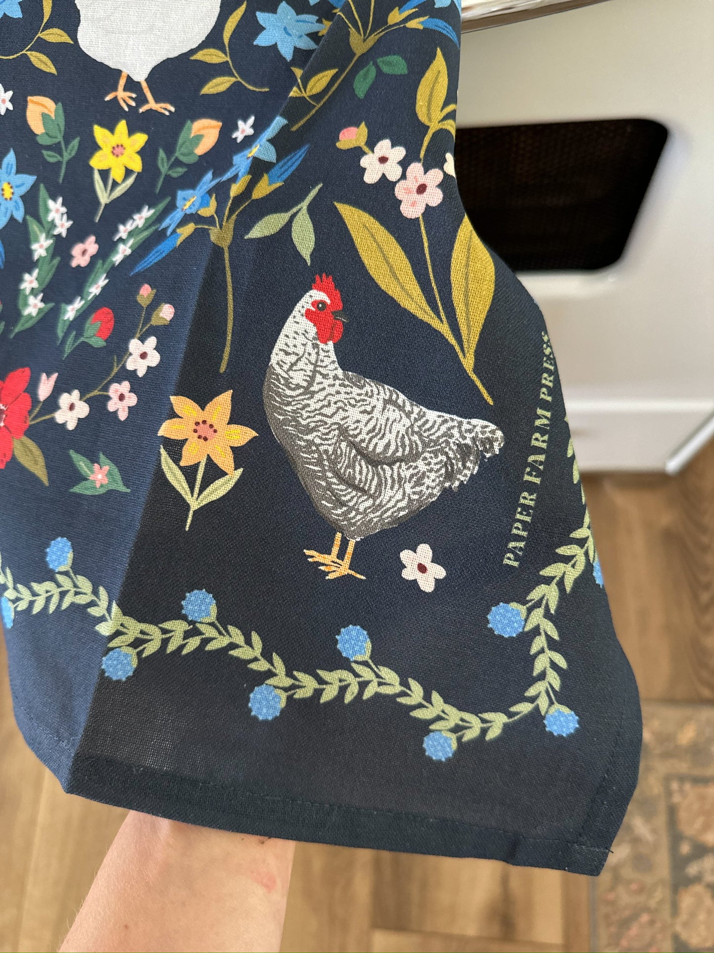 Chicken Folk Floral Tea Towel