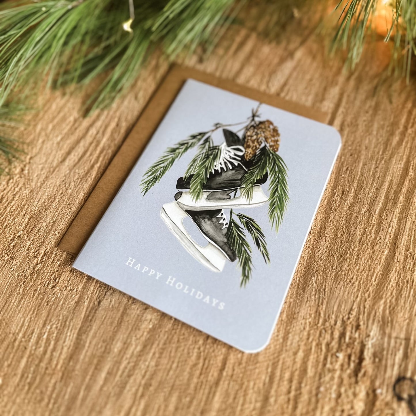 Hockey Skates with Pinecones | Card