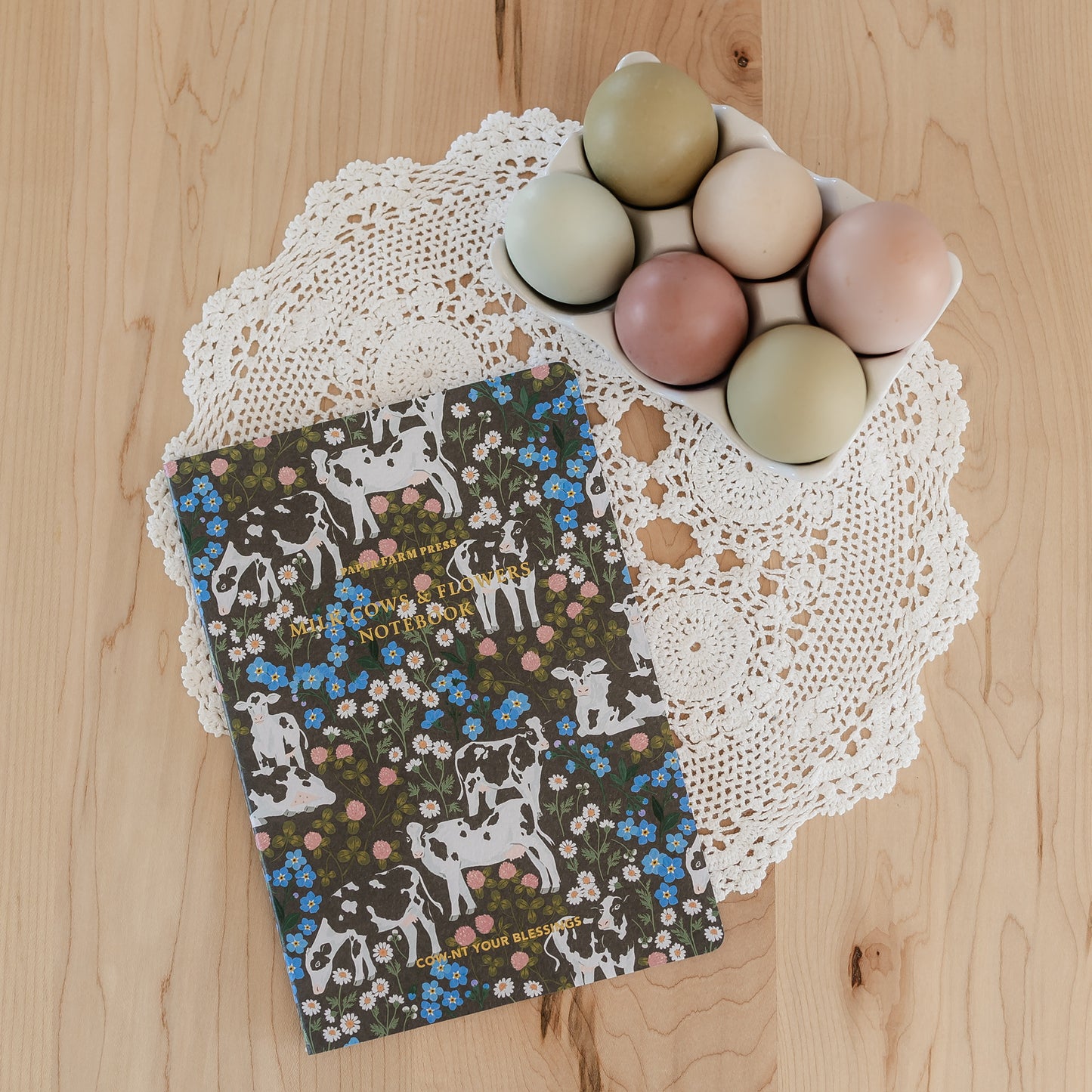 Cows & Flowers Stitched Notebook