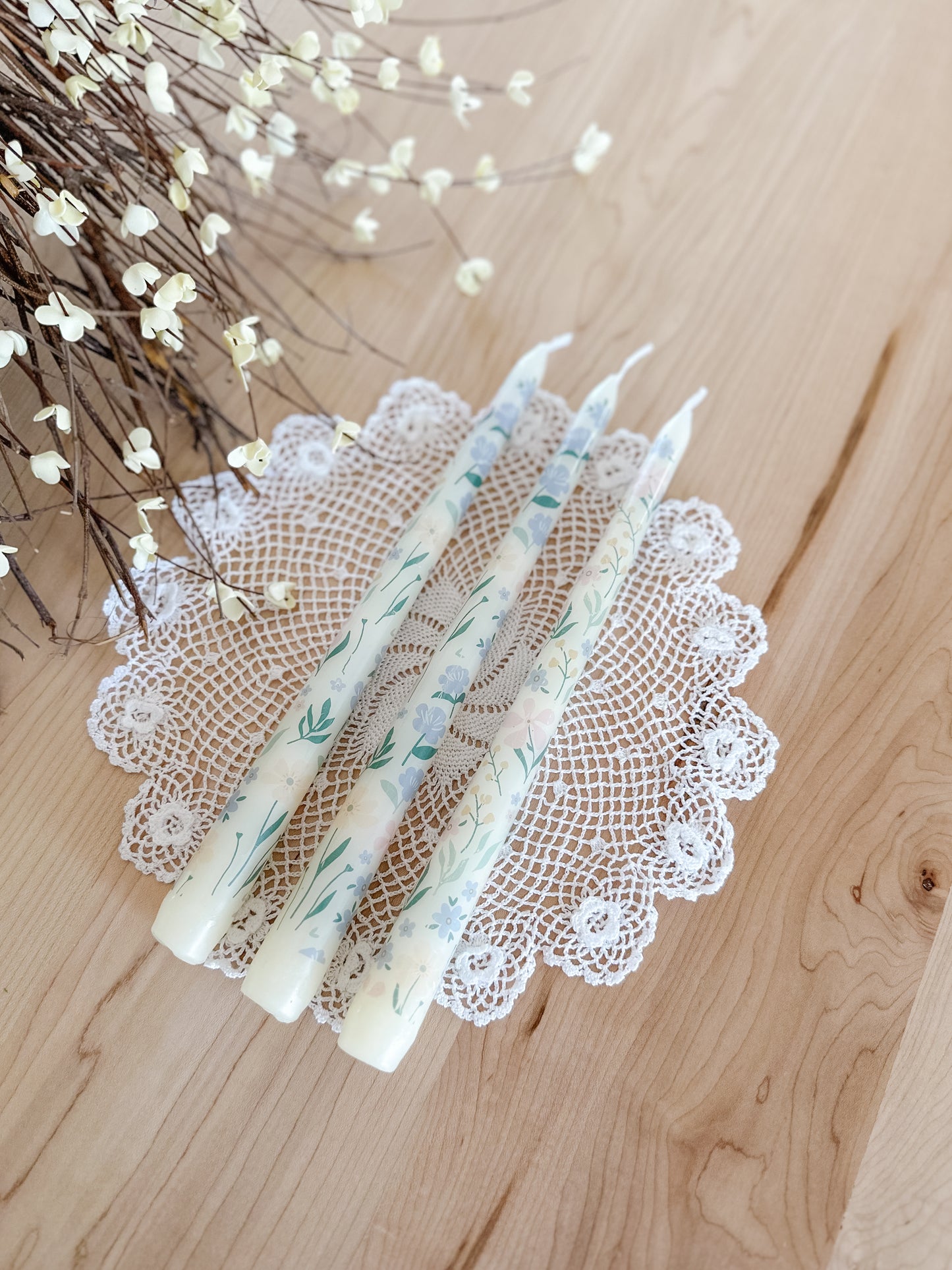 Ditsy Floral Taper Candles | Set of 3