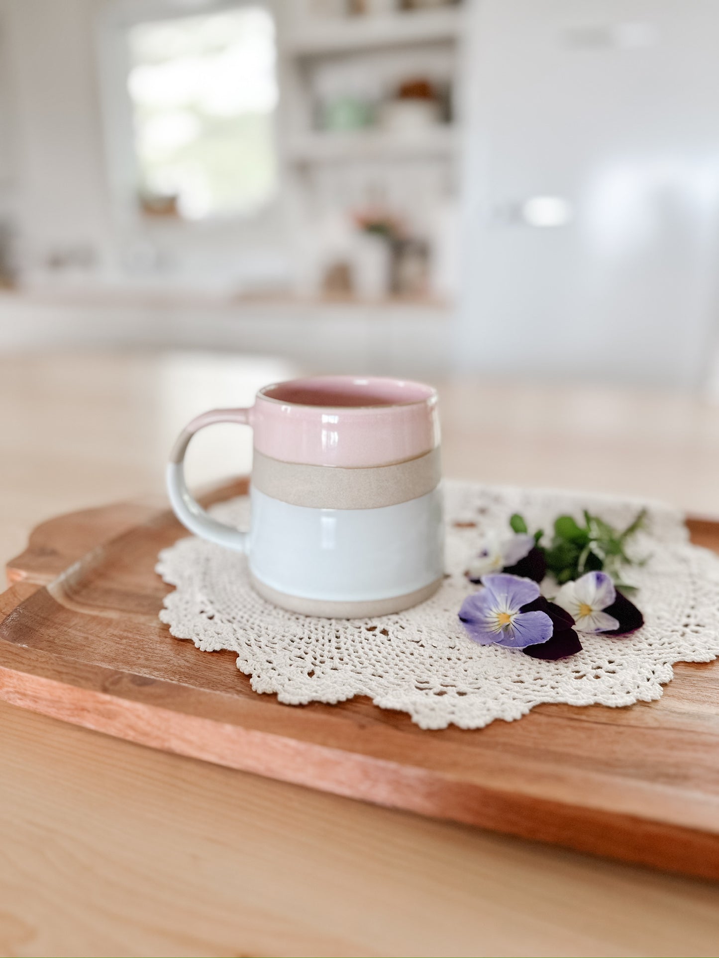 Pink + Blue Pottery Inspired Mug | 14 oz