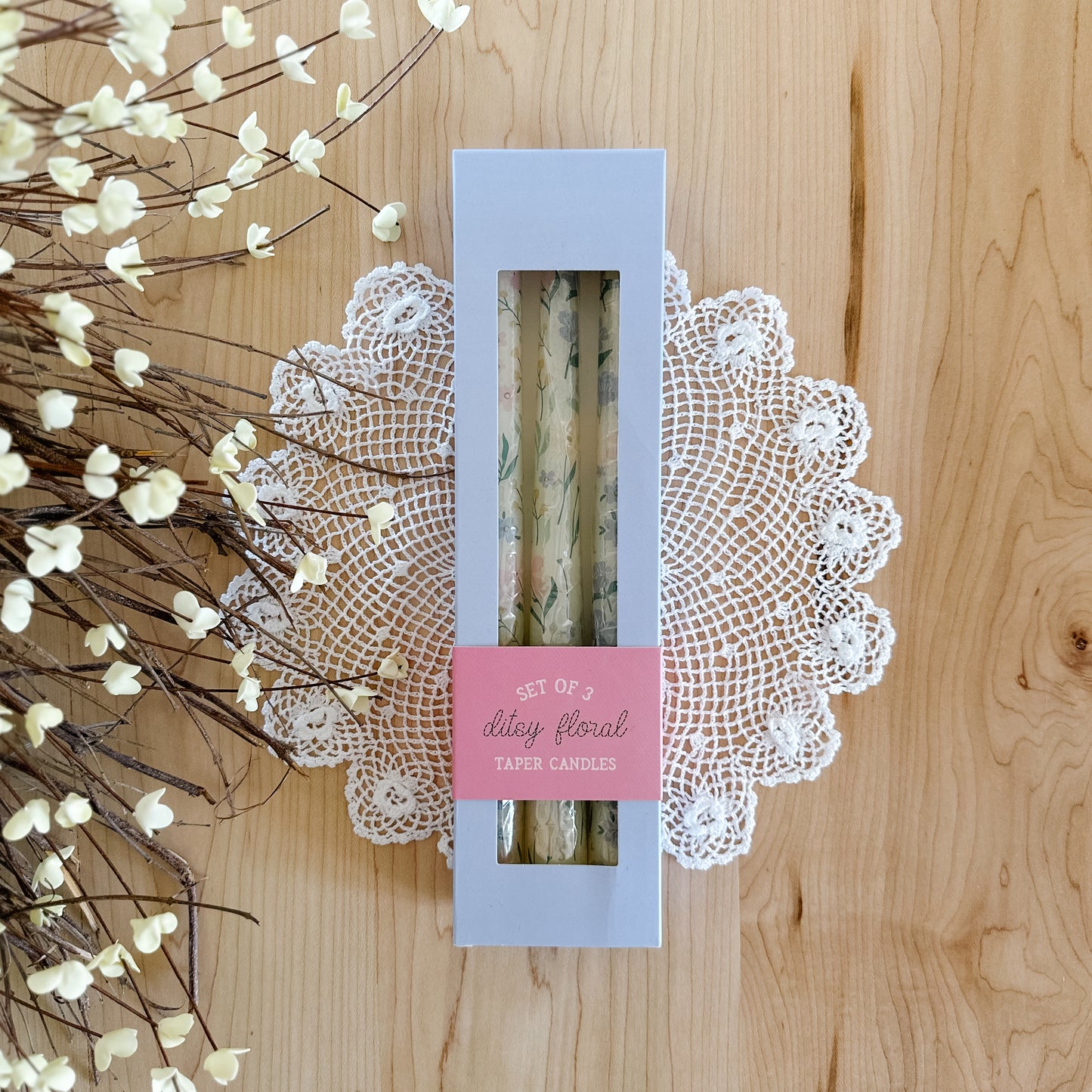 Ditsy Floral Taper Candles | Set of 3