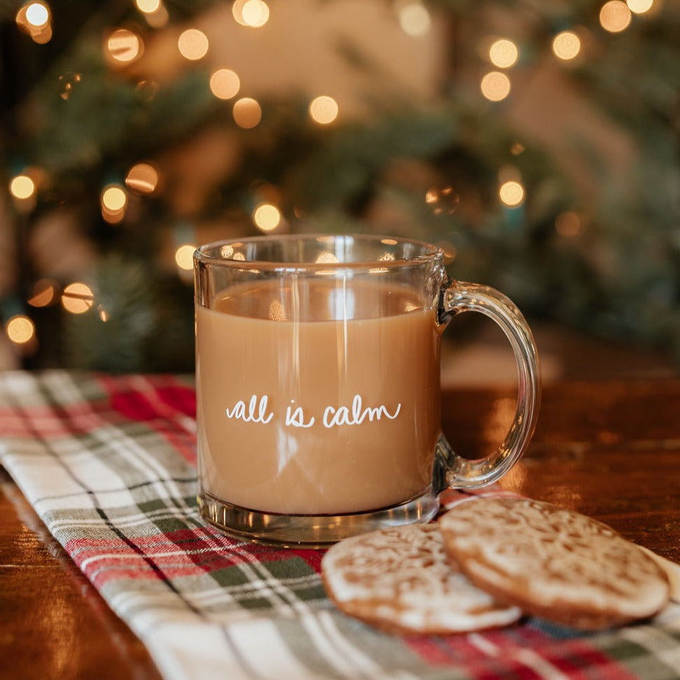 All is calm clear glass mug | 13 oz.