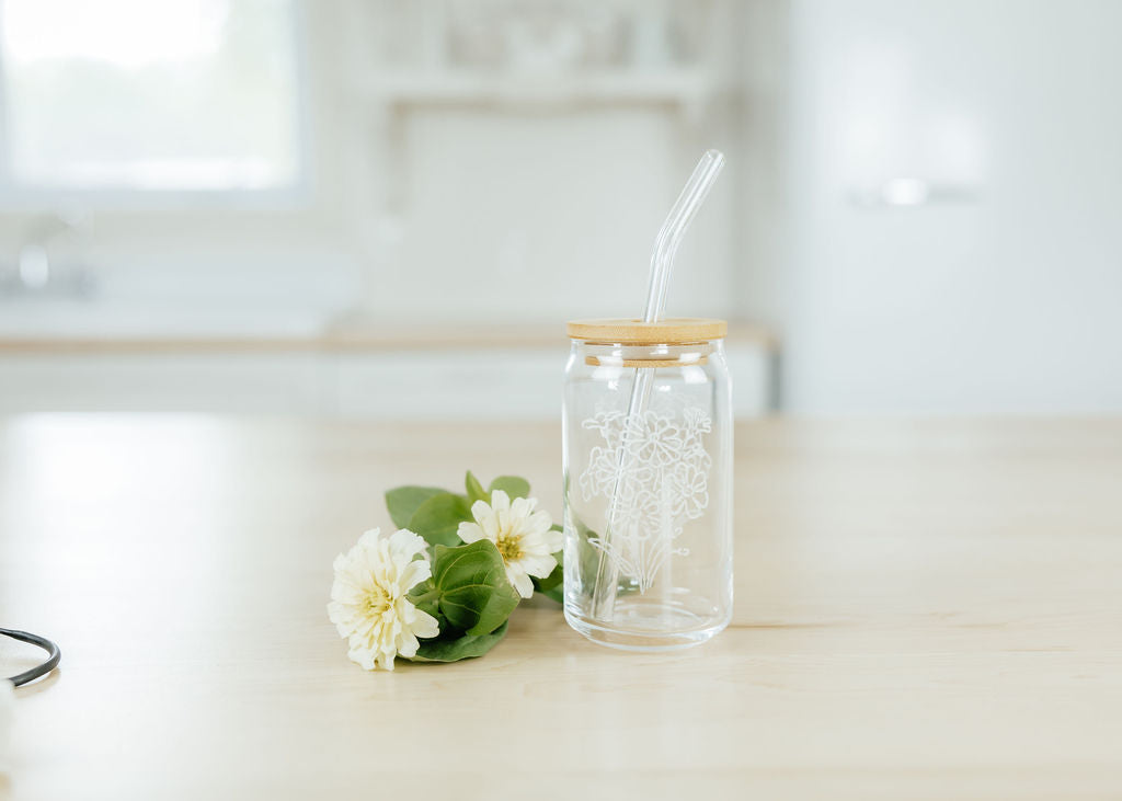 Vintage Floral Drinking Glass