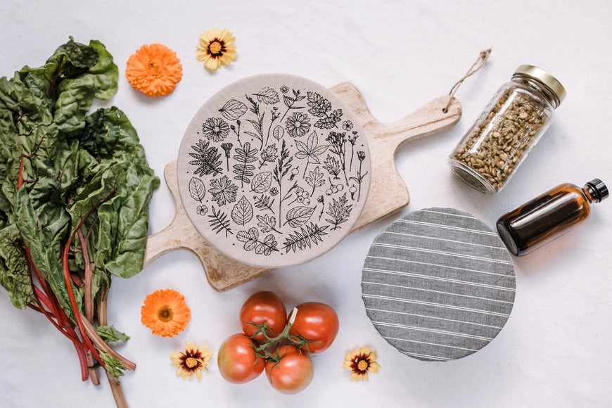 Fabric Bowl Cover | Grey & White Stripe | MEDIUM 8.5"