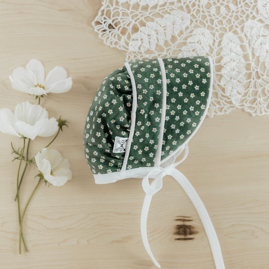 Green Floral Reversible Bonnet