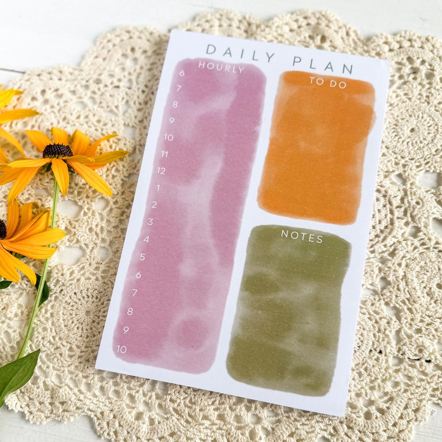 Daily Planner Notepad, Pastel Watercolour
