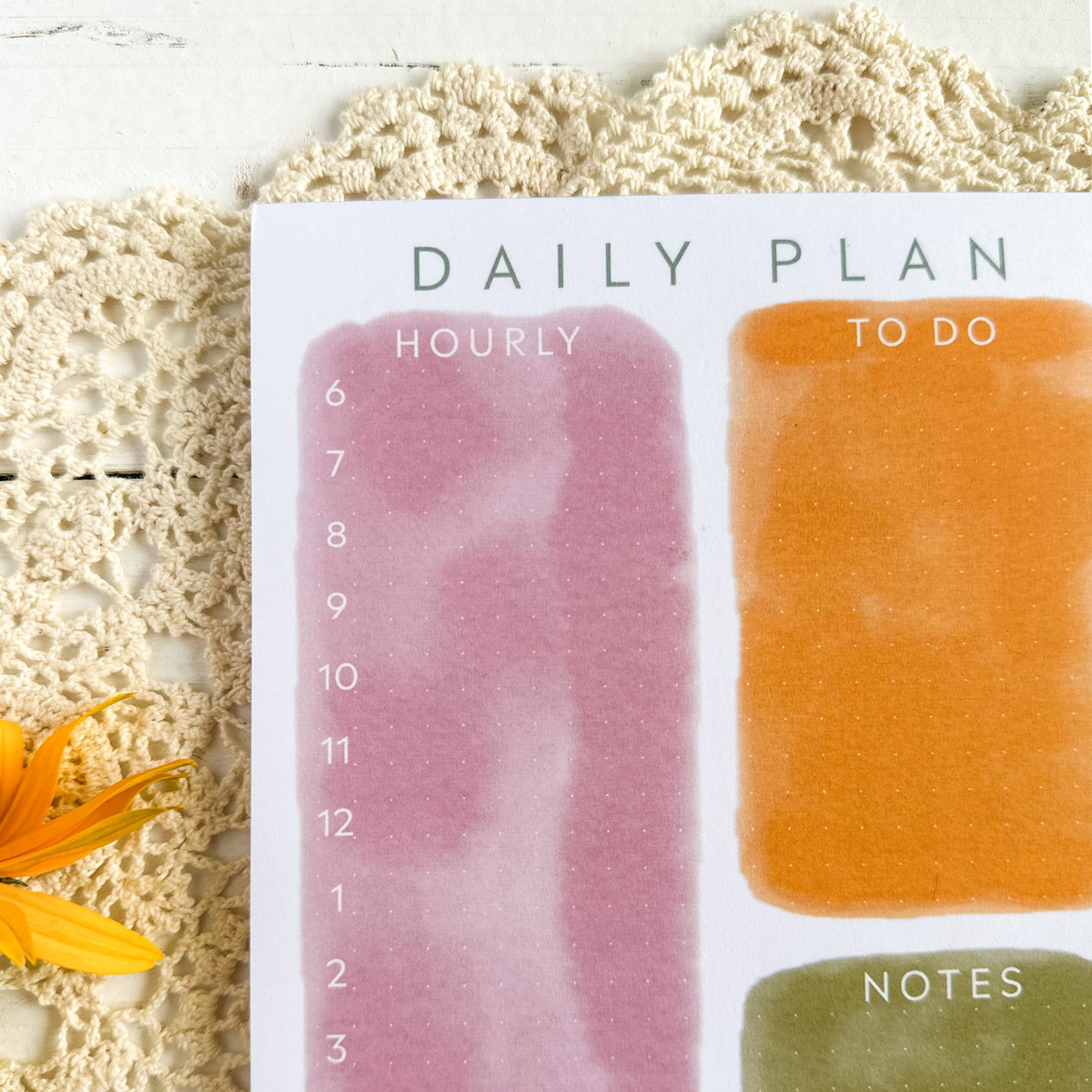 Daily Planner Notepad, Pastel Watercolour
