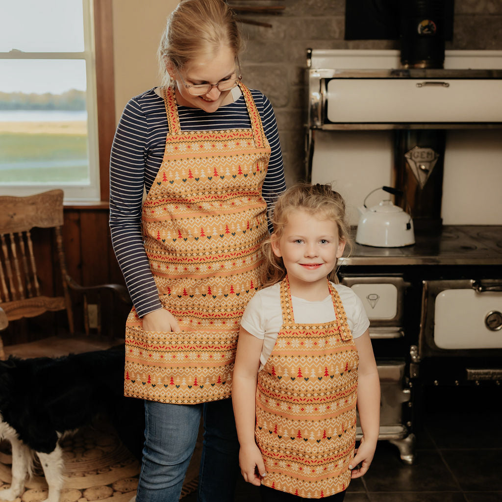 Christmas Print Apron, Adult & Child