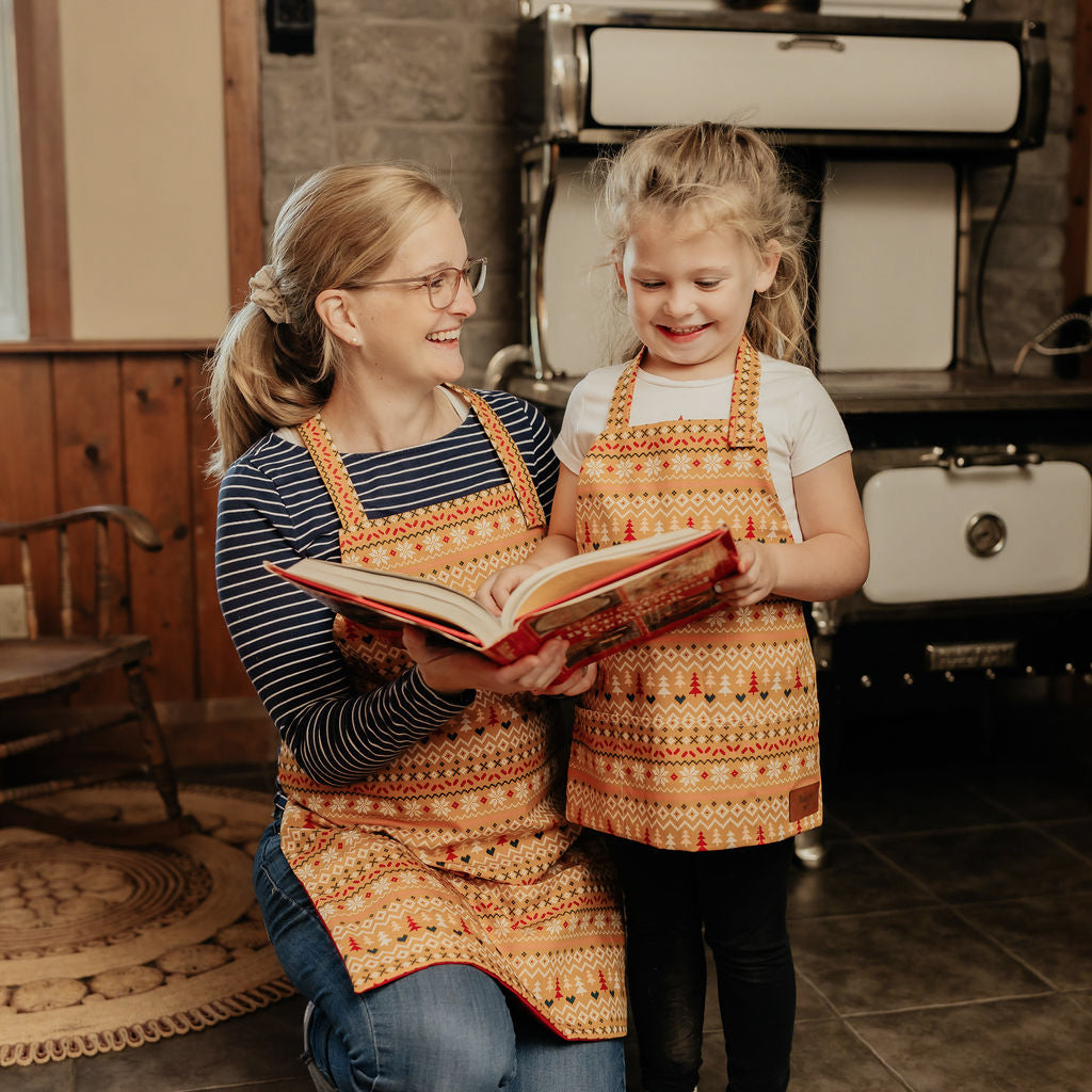 Christmas Print Apron, Adult & Child
