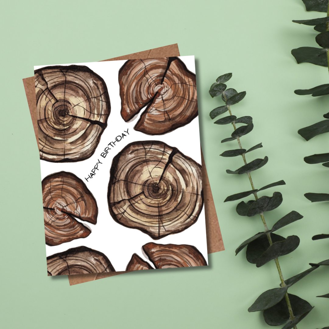 Tree Trunk Birthday Card