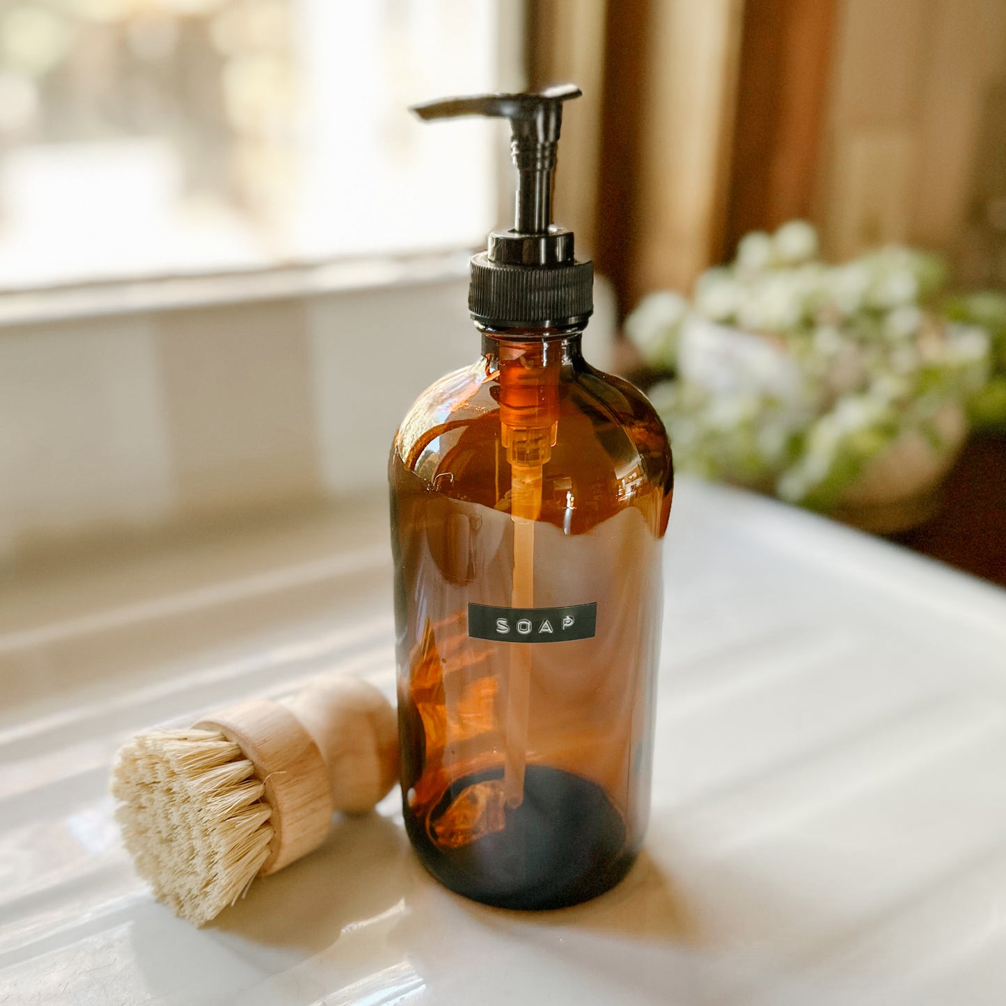 Amber Soap Dispenser