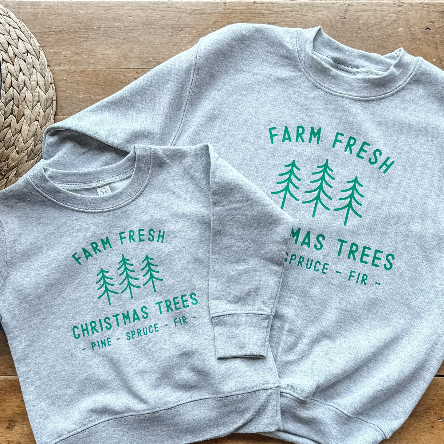 Grey Kids Crewneck | Farm Fresh Xmas Trees