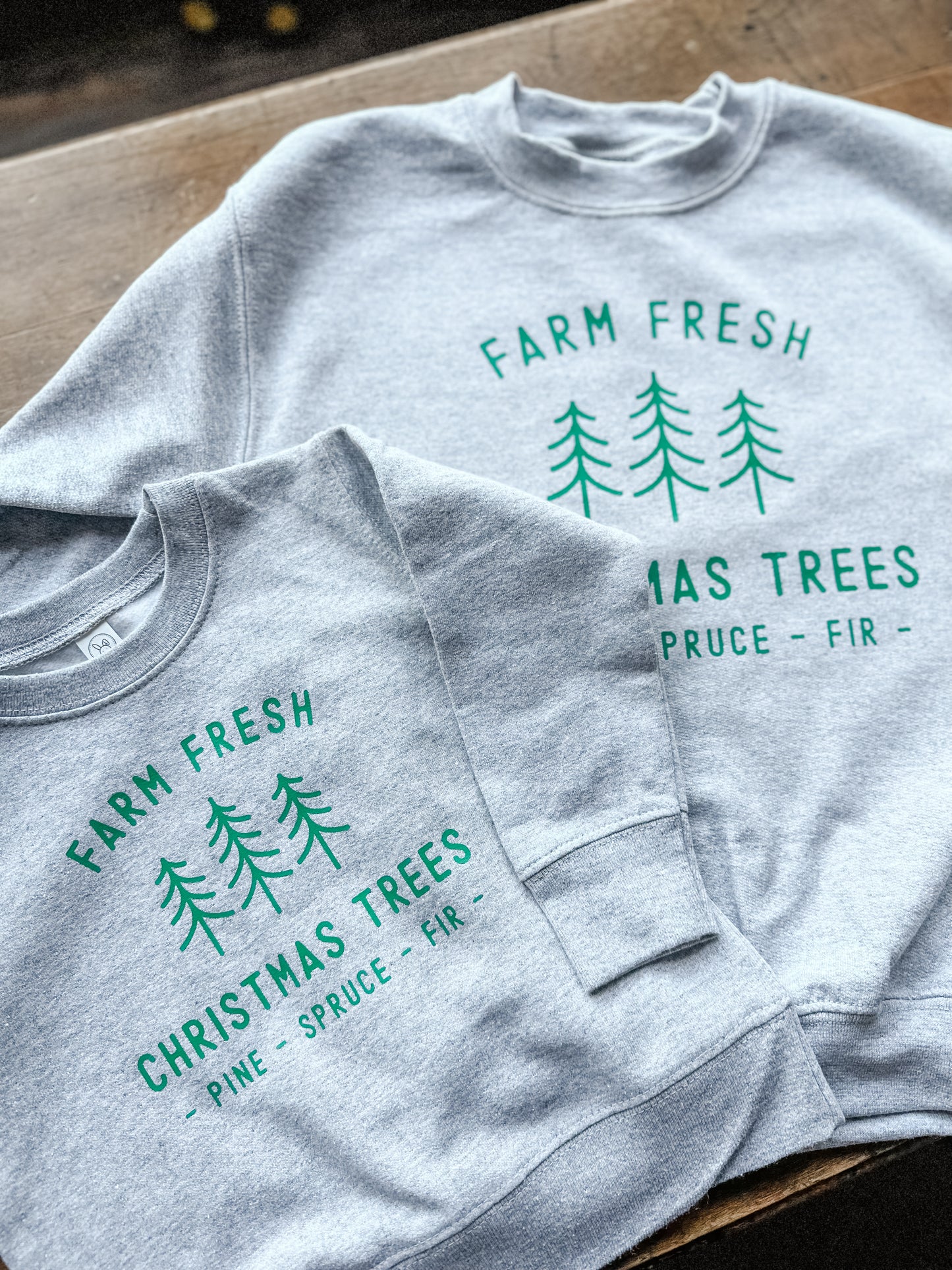 Grey Kids Crewneck | Farm Fresh Xmas Trees