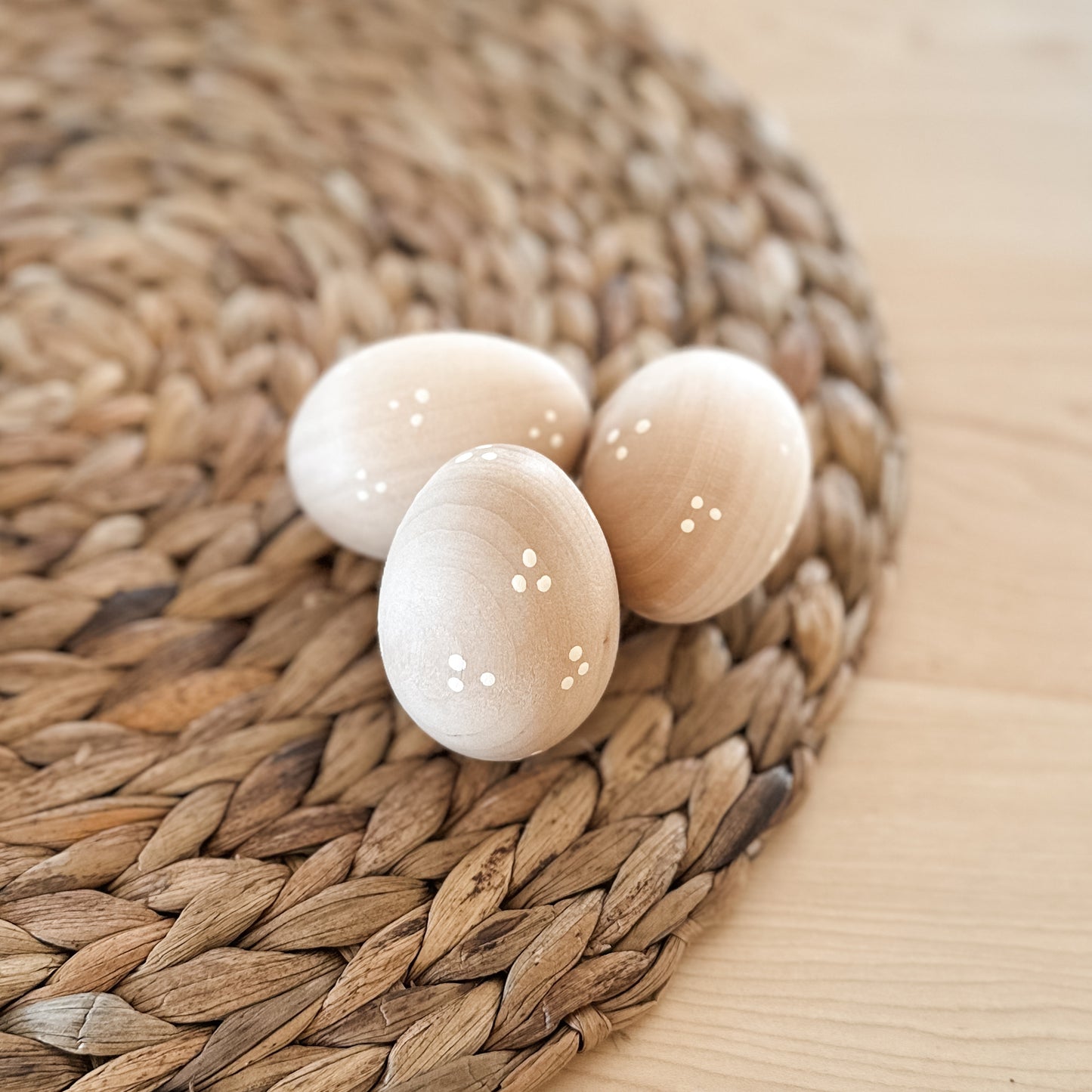 Nest with 3 Wooden Painted Eggs