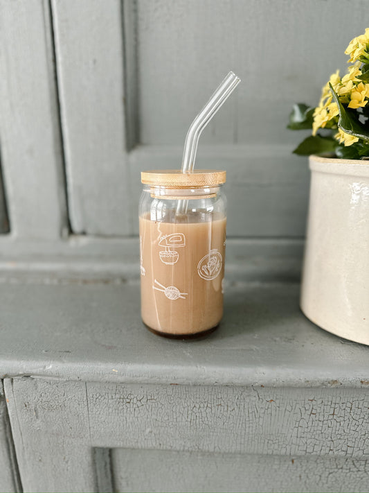 Grandma Hobbies Drinking Glass | 16 oz.