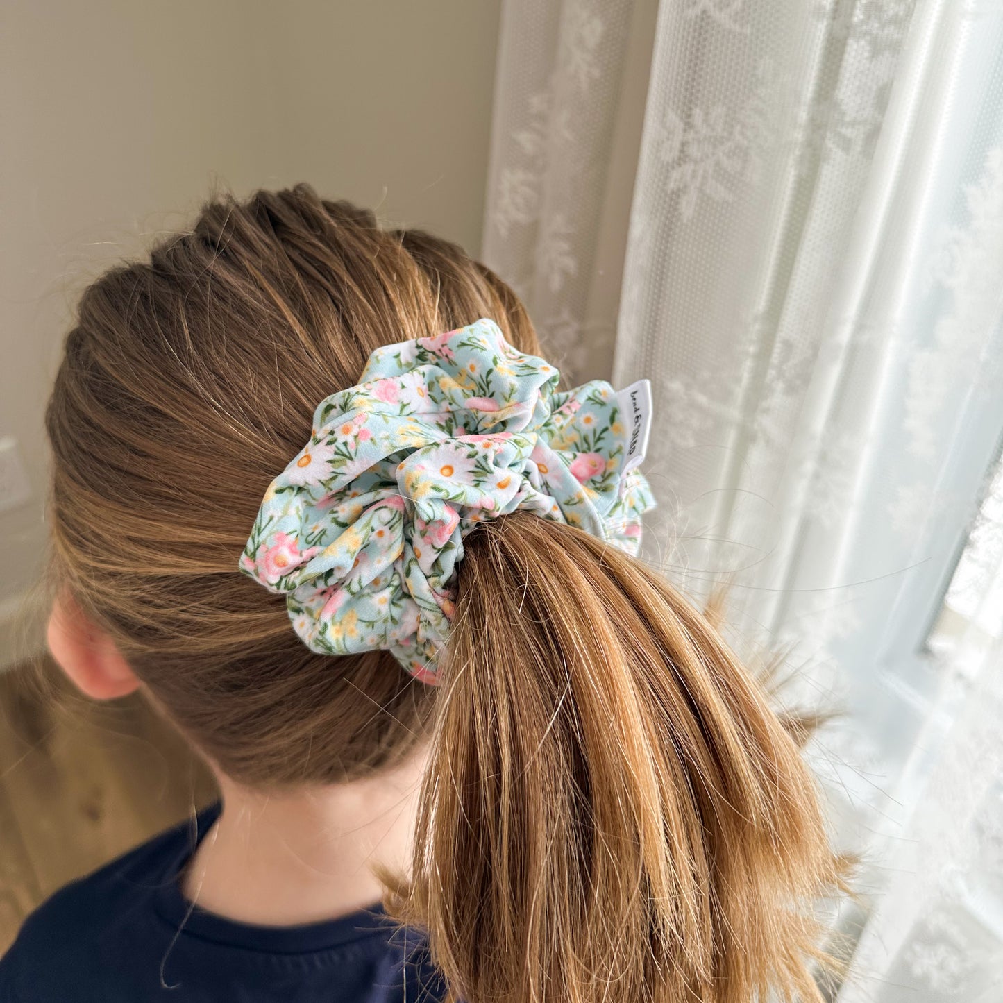 Mint Spring Floral Scrunchie