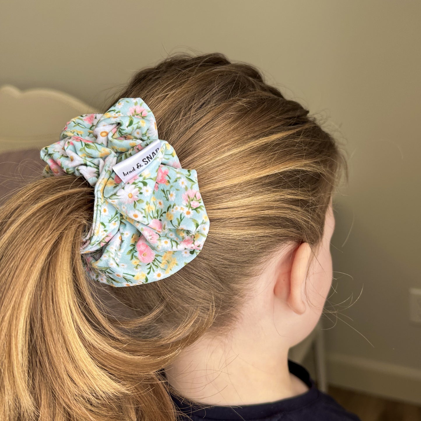 Mint Spring Floral Scrunchie
