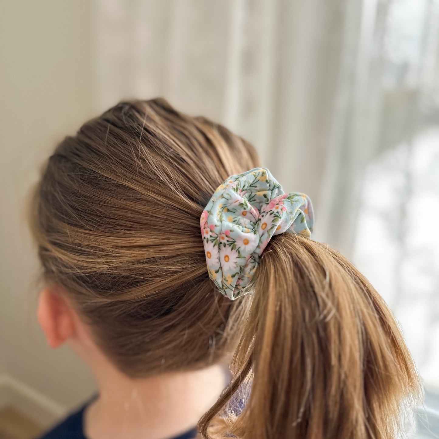 Mint Spring Floral Scrunchie