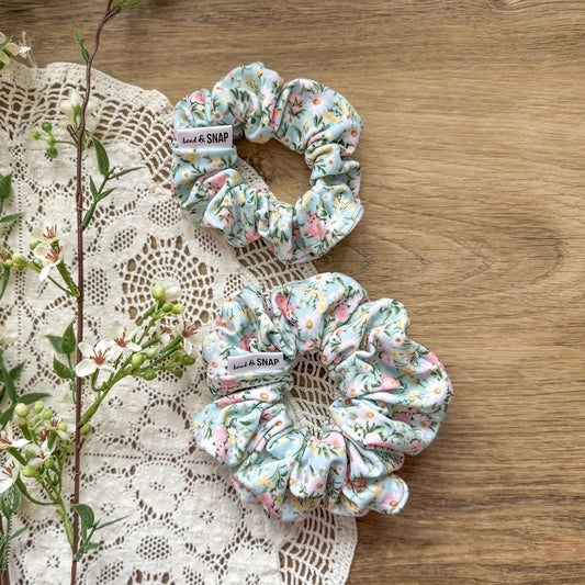 Mint Spring Floral Scrunchie