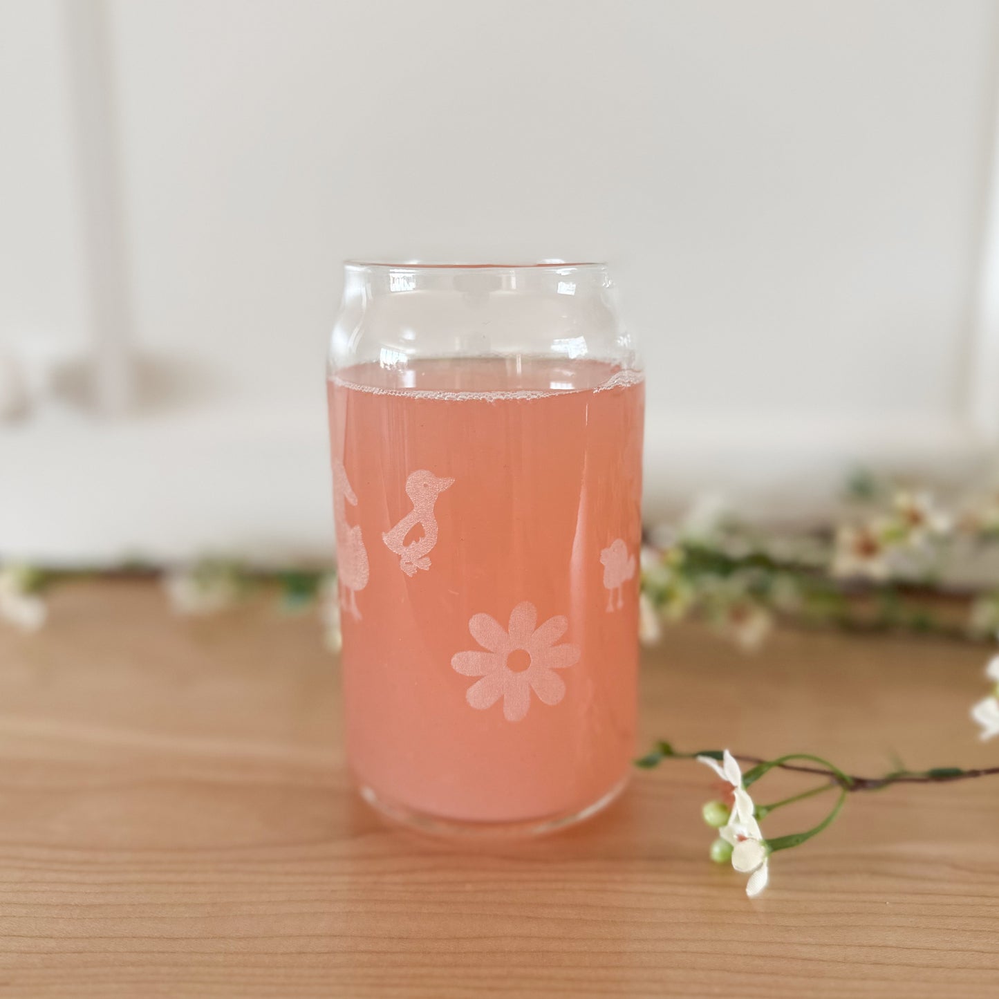 Spring Animals and Flowers Drinking Glass