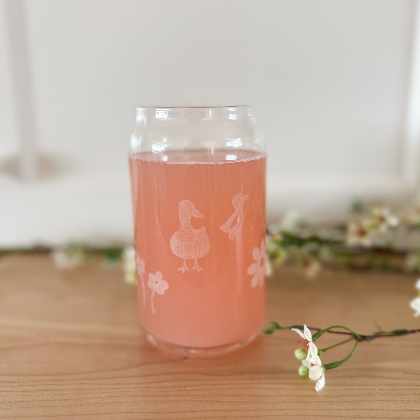 Farm Animals and Flowers Drinking Glass