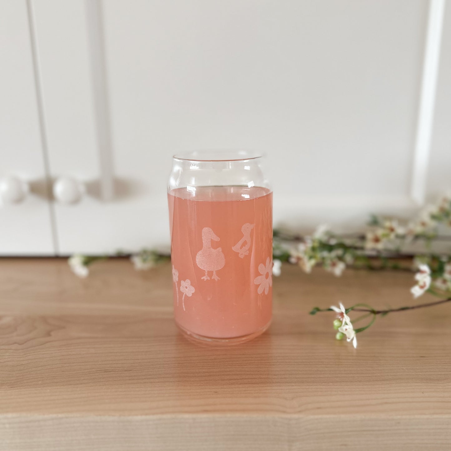 Farm Animals and Flowers Drinking Glass