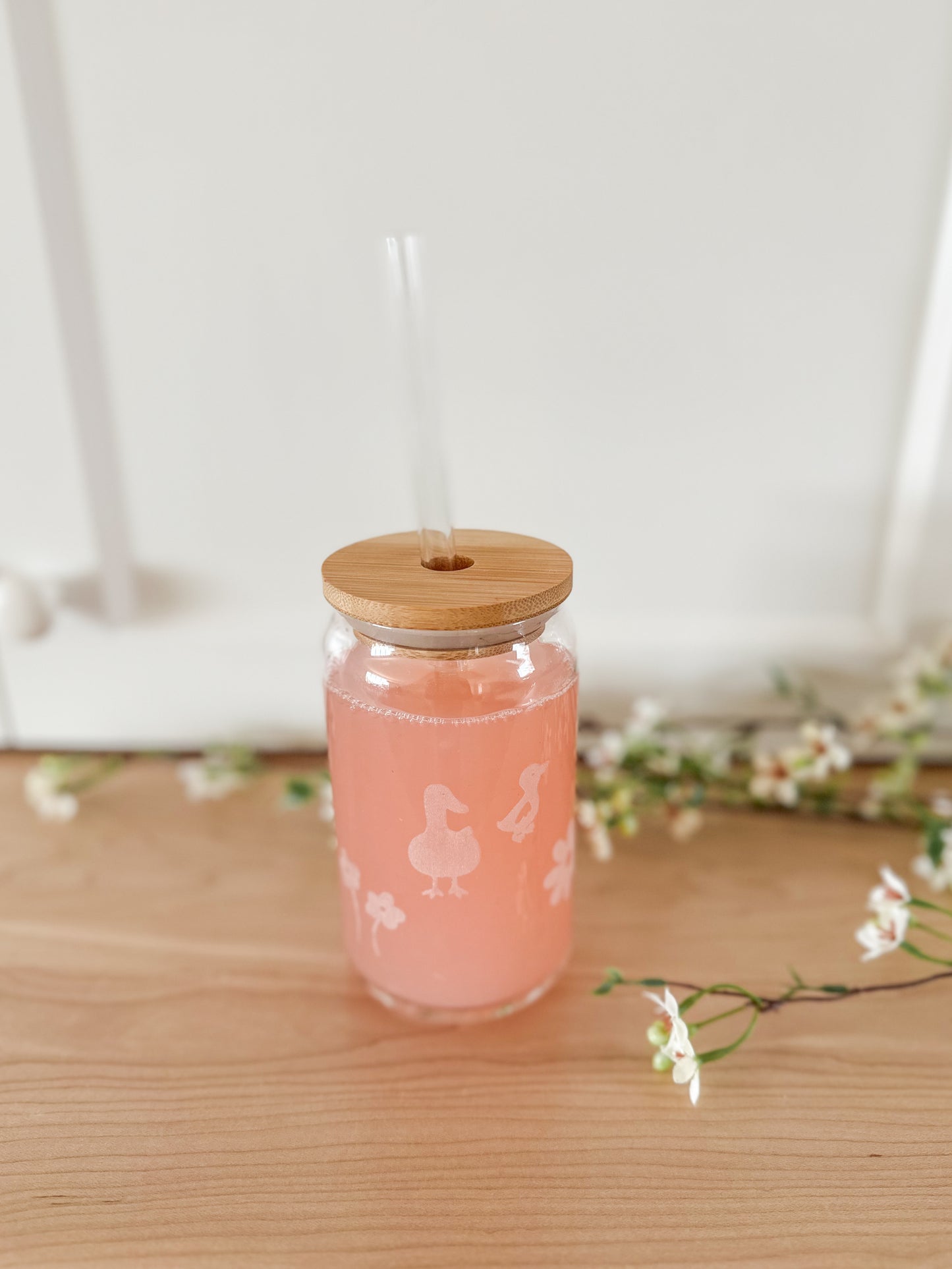 Farm Animals and Flowers Drinking Glass