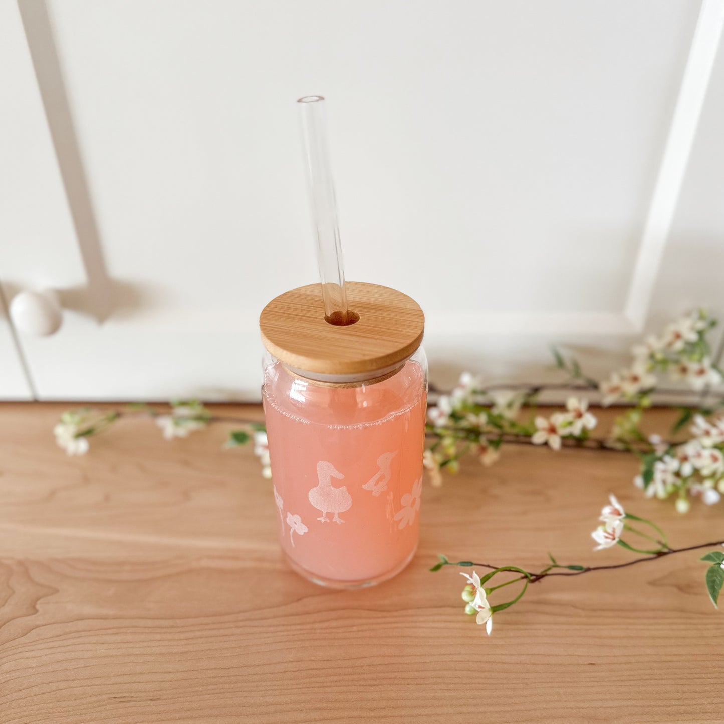 Spring Animals and Flowers Drinking Glass