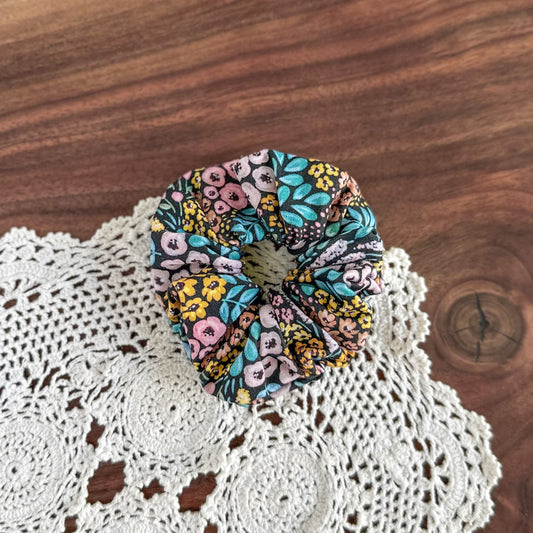 Black Floral Scrunchie
