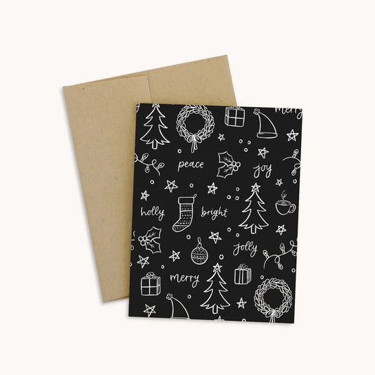 Merry & Bright Christmas Greeting Card (Black)