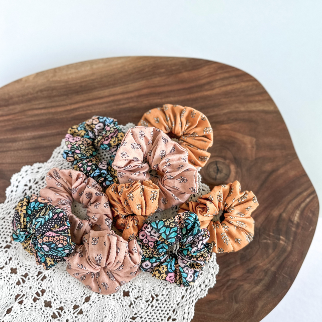 Black Floral Scrunchie