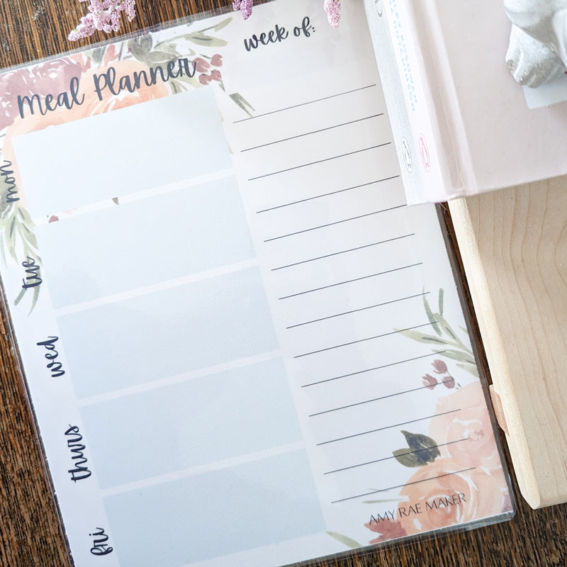 Watercolour Floral Meal Planner | 8x10" Dry-Erase